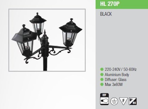 HL 270P (E27, IP44, visina- 2100mm, sirina- 500mm)