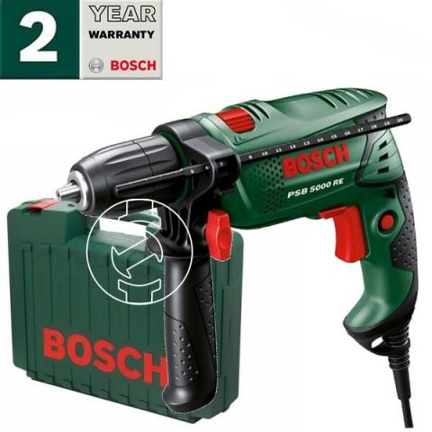 Vibraciona busilica PSB 5000 RE BOSCH ( mok. 500W , Tezina.1,6kg , sposobnost. 0-3000vrt.min            , Kapacitet na secene. zelezo.8mm , beton.10mm , drvo.25mm , Plasticen kufer , 2god garancija )